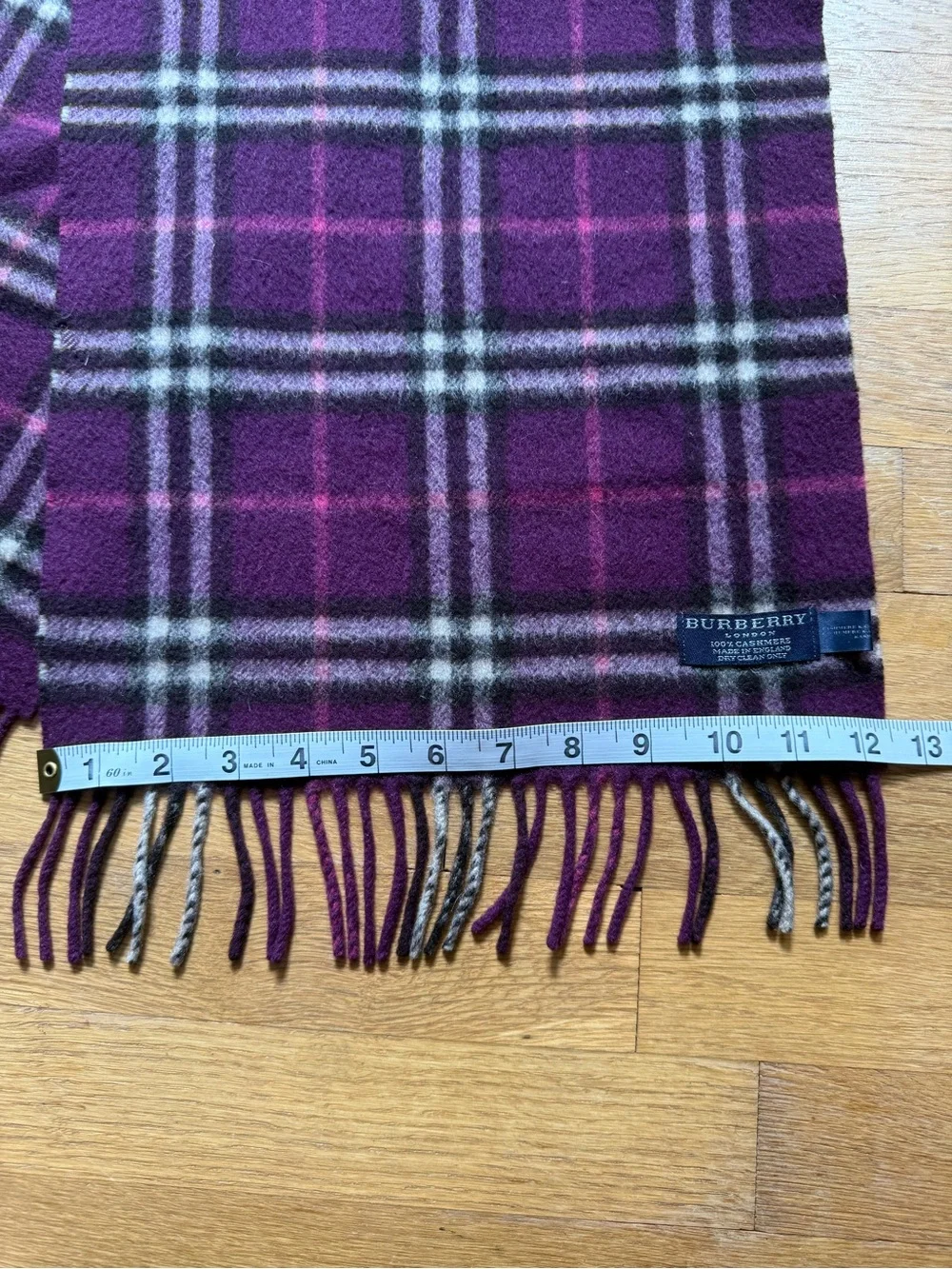 Burberry Cashmere Purple Plaid Scarf